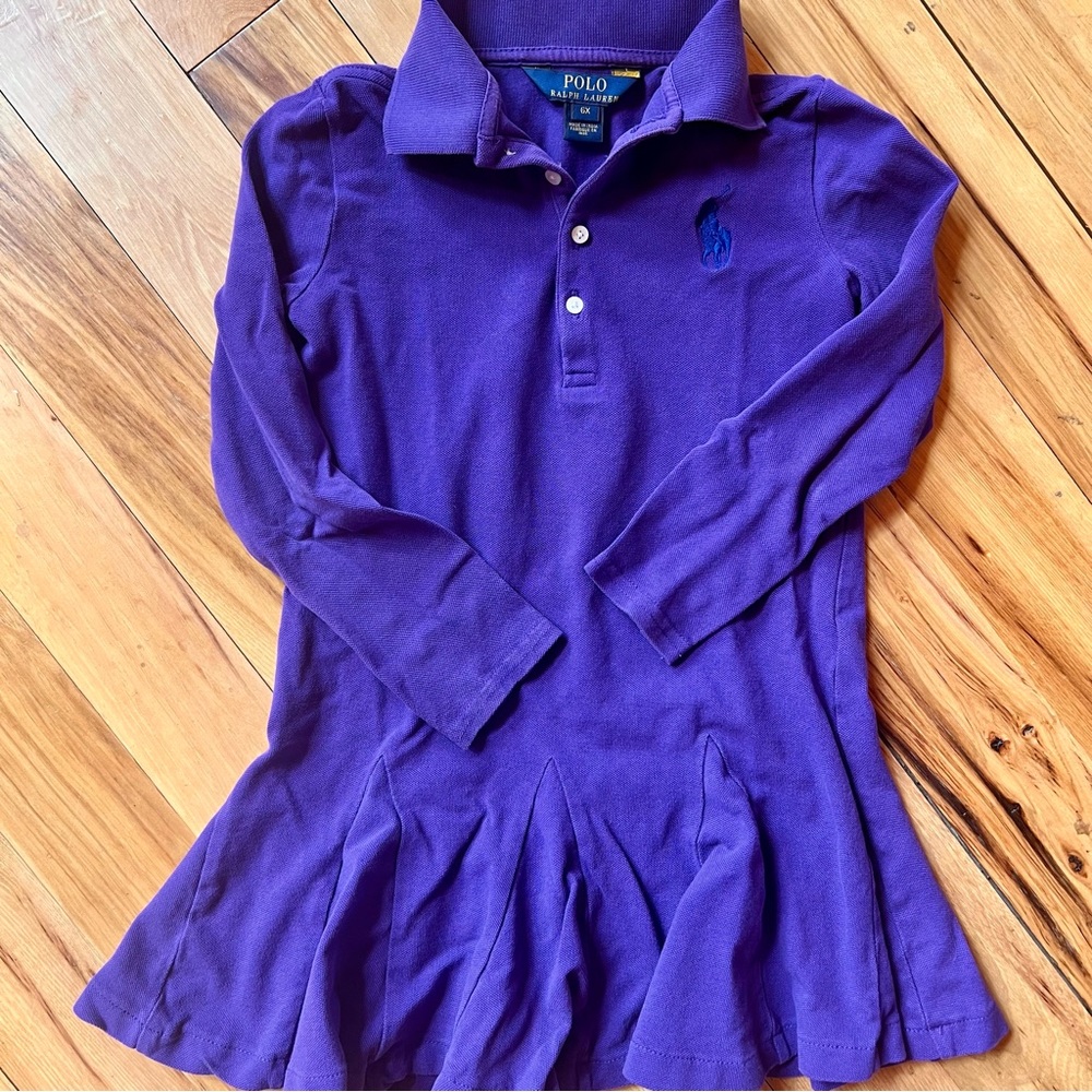 Ralph Lauren girls purple polo dress 6x